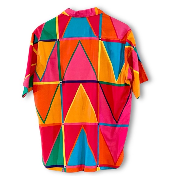 1980s Gap Clothing Co Vintage Geometric Abstract Button Down Shirt Unisex Med - Picture 3 of 8